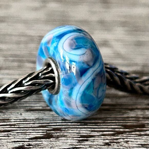 Summersday Artisan Trollbeads Style Trollstone Blue Pink White Mosaic Swirl NEW - Picture 1 of 12